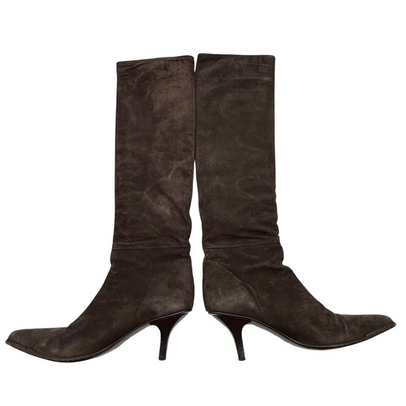 Gucci Shoes - GUCCI Suede Knee High Boots Kitten Heel Pointed Toe Brown Women's Size 7.5 w box